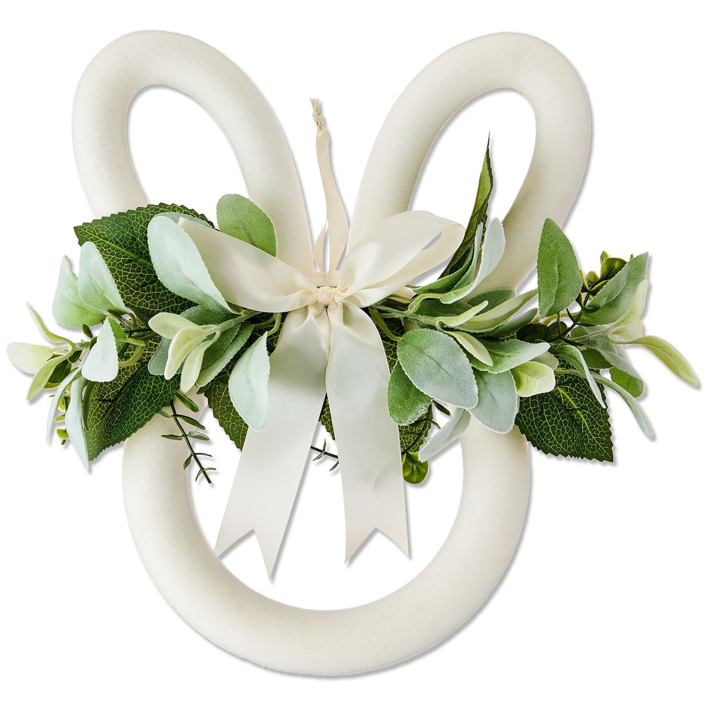 Way‎ To Celebrate Easter Bunny Wreath – Flocked Cream, 14"